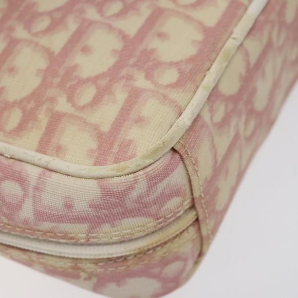 Christian Dior Trotter Canvas Pouch PVC Pink Silver Auth...